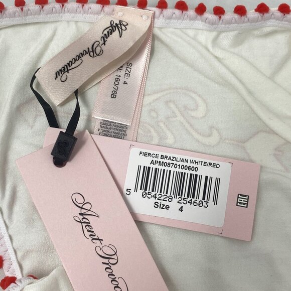 Agent Provocateur Fierce White Red Brazilian Brief AP4 Large NWT - Picture 9 of 9